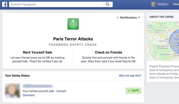 امکان ویژه فیسبوک برای پاریسی ها