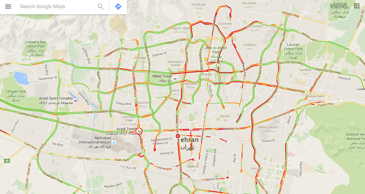 ترافیک آنلاین تهران را ببینید