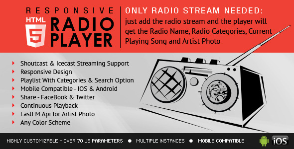 اسکریپت Radio Player آنلاین همراه Playlist نسخه 1.5