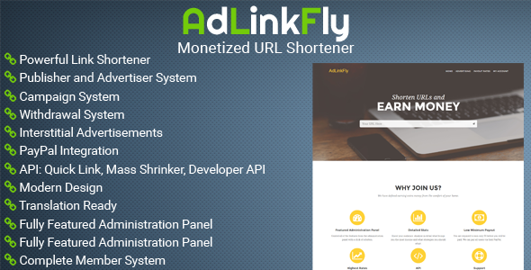 اسکریپت کوتاه کننده لینک AdLinkFly نسخه 2.5.1