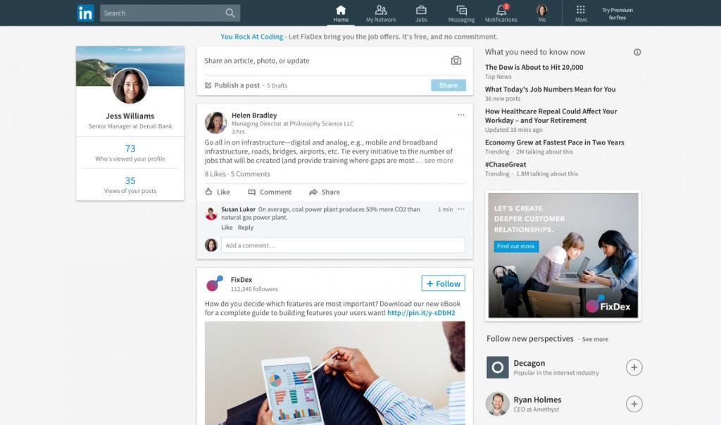 تغییرات سایت لینکدین