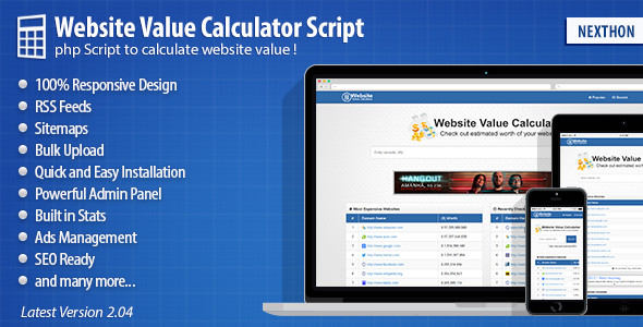 اسکریپت قیمت گذاری بر روی وب سایت Website Value Calculator