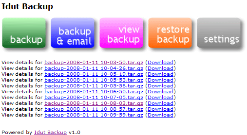 اسکریپت پشتیبان گیری از سایت Idut Backup
